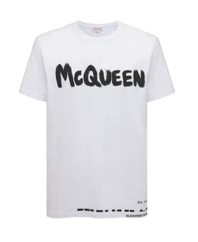 Alexander Mcqueen Logo-print Cotton T-shirt In Gray