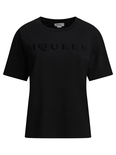 Alexander Mcqueen Logo Printed T-shirts In Black