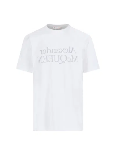 Alexander Mcqueen 'logo Riflesso' T-shirt In White