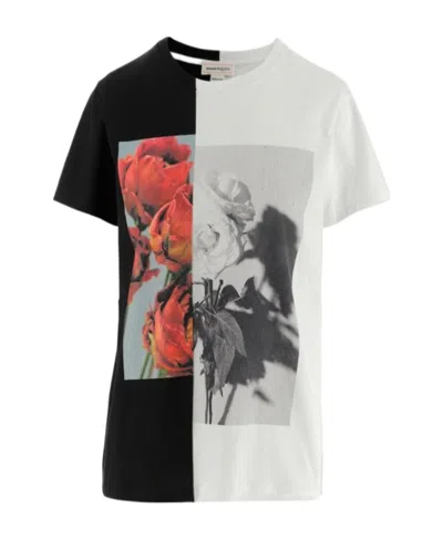 ALEXANDER MCQUEEN LOGO ROUND COLLAR SHORT-SLEEVED T-SHIRT