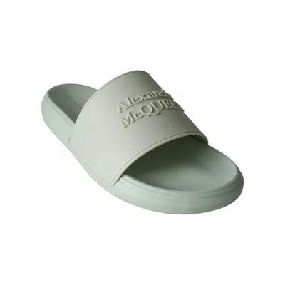 Alexander Mcqueen Logo Rubber Slide Sandal Pistachio In Green