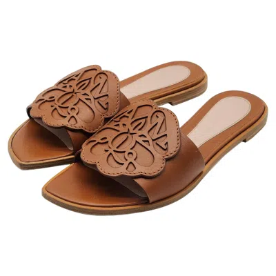 Pre-owned Alexander Mcqueen Logo Sandals Leather In Brown