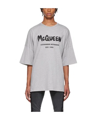 Alexander Mcqueen Logo Short-sleeved T-shirt In Grey