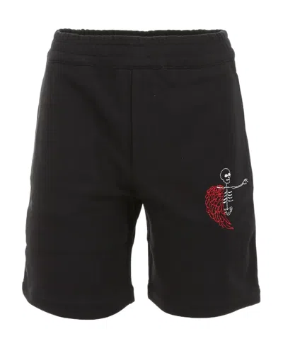 Alexander Mcqueen Logo Shorts In Black
