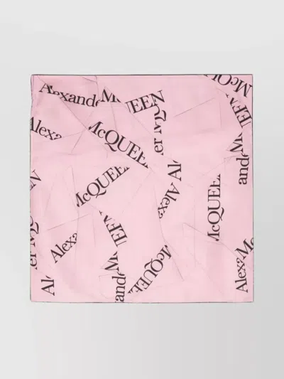 Alexander Mcqueen Logo-jacquard Silk Scarf In Pink