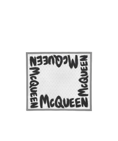 Alexander Mcqueen Logo Skull Embroidered Scarf In White