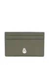 Alexander Mcqueen Logo Skull Leather Card Holder In Brown
