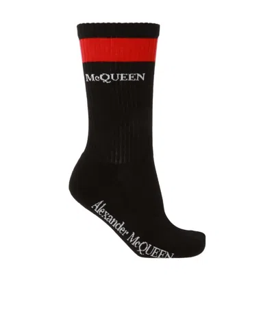Alexander Mcqueen Logo Socks In Black