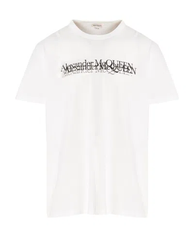 Alexander Mcqueen Logo Stamp Cotton T-shirt In White