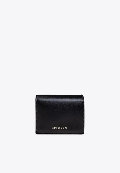 Alexander Mcqueen Logo Stamp Leather Wallet In Black