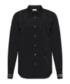 Alexander Mcqueen Stretch Cotton Poplin With Logo Bands In Black