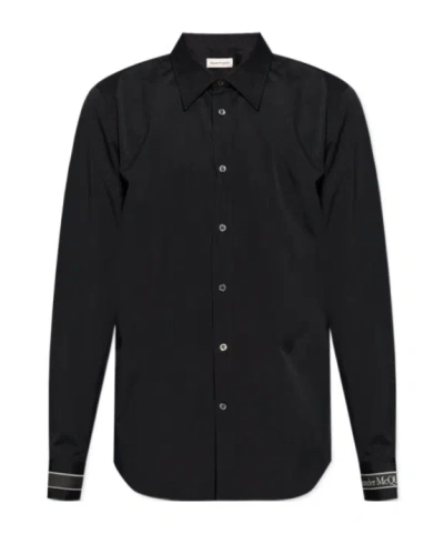 ALEXANDER MCQUEEN ALEXANDER MCQUEEN LOGO-STRAP BUTTONED POPLIN SHIRT