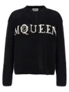 Alexander Mcqueen Logo Crewneck Cotton Sweater In Multicolor