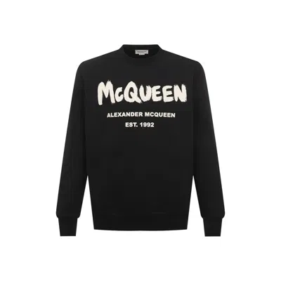 Alexander Mcqueen Logo Sweatshirt Men In Black