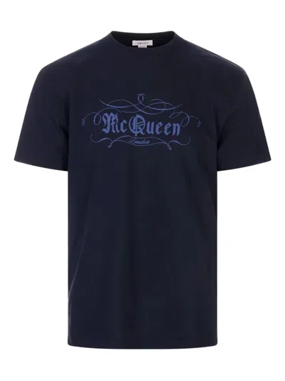 Alexander Mcqueen Logo T-shirt In Blue