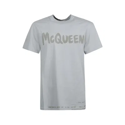 Alexander Mcqueen Logo T-shirt In Gray