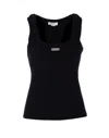 Alexander Mcqueen Ribbed Texture Sleeveless Top In Black