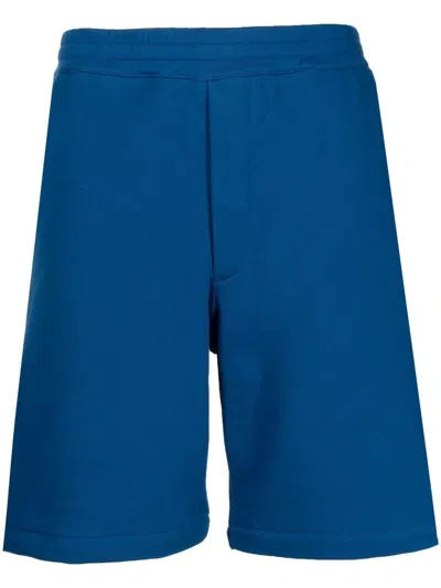 Alexander Mcqueen Logo-tape Cotton Track Shorts In Cobalt/mix