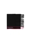 Alexander Mcqueen Logo-tape Fringed Scarf In Black