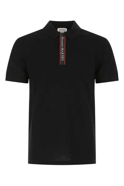 Alexander Mcqueen Logo Tape Polo Shirt In Black