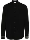 Alexander Mcqueen Stretch Cotton Poplin With Logo Bands In 1000 Black