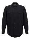 Alexander Mcqueen Tape Detail Chino Cotton Shirt In Blue