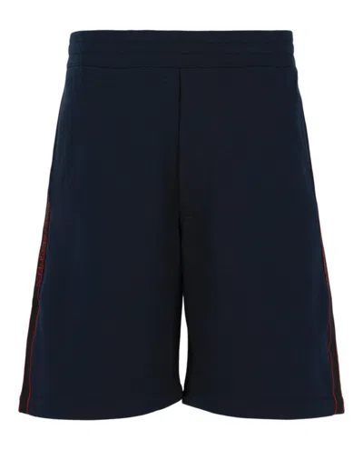 Alexander Mcqueen Logo Tape Shorts In Blue