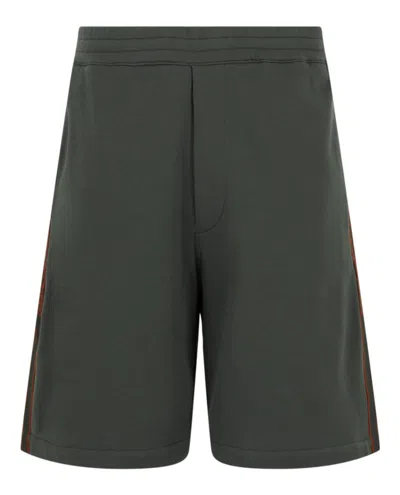 Alexander Mcqueen Logo Tape Shorts In Gray