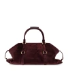 Alexander Mcqueen Suede Ring-detail Satchel In Brown