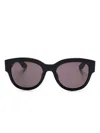 Alexander Mcqueen Oversized Black Sunglasses With Angular Design In Black