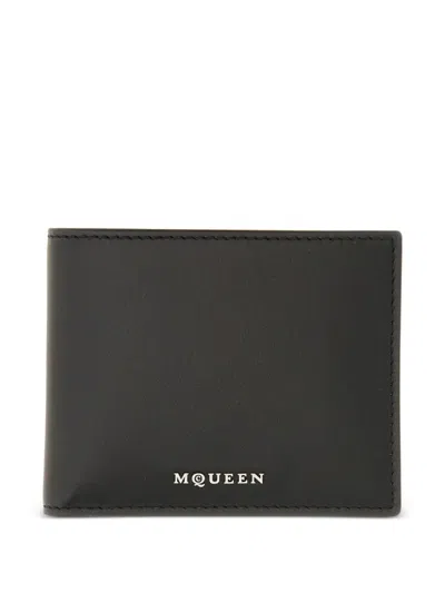 Alexander Mcqueen Slim Leather Bi-fold Wallet With Multiple Compartments In Black