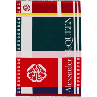 Alexander Mcqueen Logo Wool & Cotton Scarf In Multi