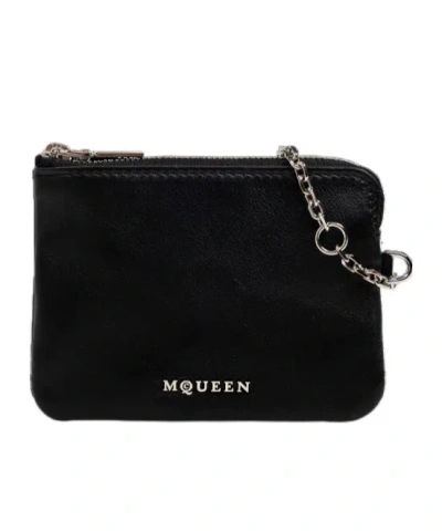 Alexander Mcqueen Logo Zipper Clutch In Black