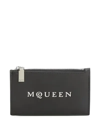 Alexander Mcqueen Logo-debossed Zip Cardholder In Black