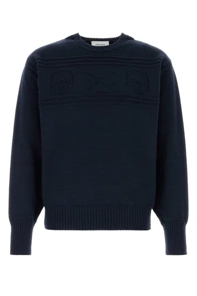 Alexander Mcqueen Logo-embroidered Crew Neck Sweater In Blue