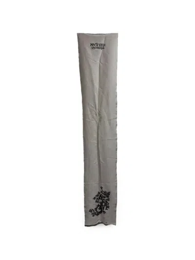 Pre-owned Alexander Mcqueen Logo-embroidered Linen Scarf In White
