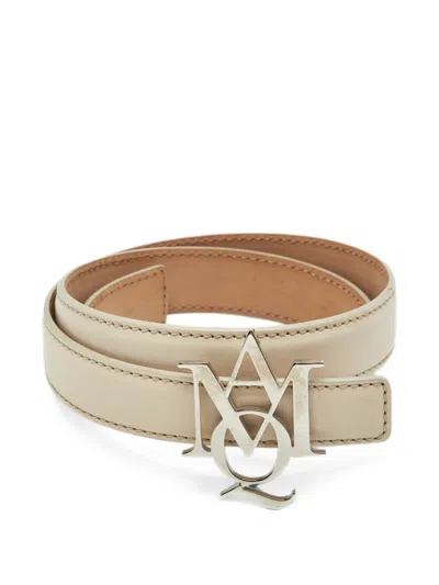 Pre-owned Alexander Mcqueen Logo-plaque Belt In Neutrals