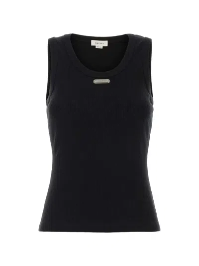 Alexander Mcqueen Logo-plaque Ribbed-knit Tank Top In Black