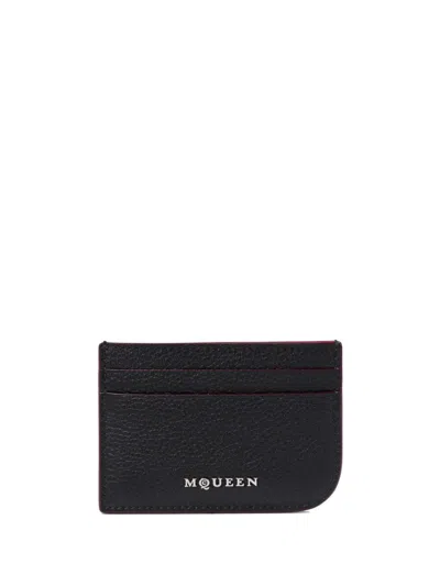 Alexander Mcqueen Logo-print Leather Card Case In Black