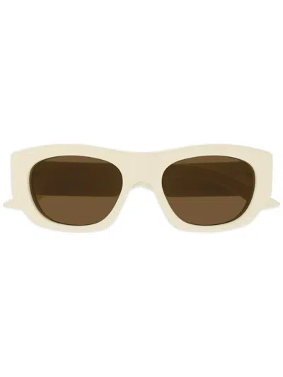 Alexander Mcqueen Logo-print Sunglasses In Metallic
