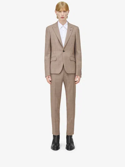 Alexander Mcqueen London Check Single-breasted Jacket In Beige/black/chestnut