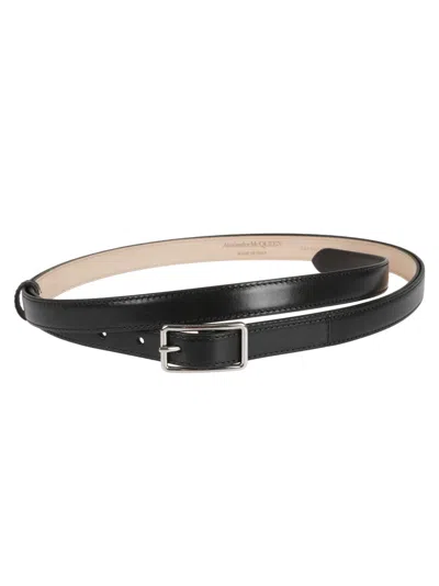 Alexander Mcqueen Long Buckle Belt In Black
