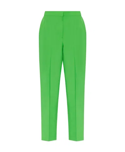 Alexander Mcqueen Long Cigarette Wool Trousers In Green