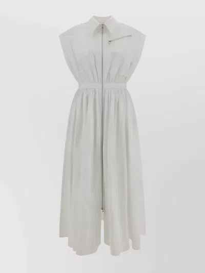 Alexander Mcqueen Long Cotton Dress Ruffle Skirt In White