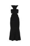 Alexander Mcqueen Black Slashed Harness Midi Dress In Black
