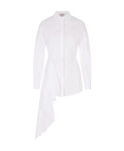 Alexander Mcqueen Long-sleeve Asymmetric Shirt In White