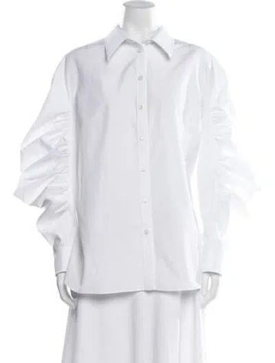 Pre-owned Alexander Mcqueen Long Sleeve Blouse In White