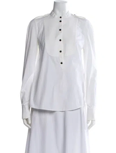 Pre-owned Alexander Mcqueen Long Sleeve Blouse In White