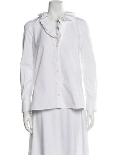 Pre-owned Alexander Mcqueen Long Sleeve Blouse In White