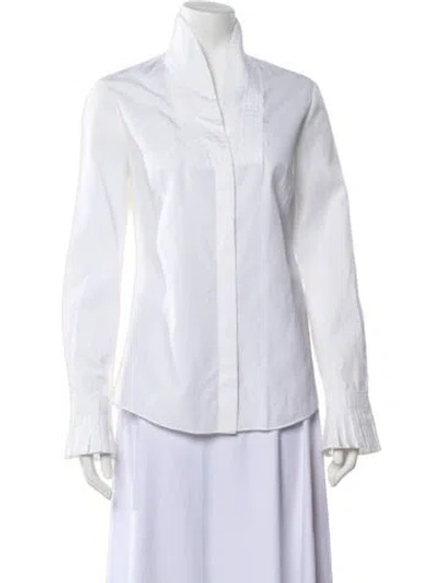 Pre-owned Alexander Mcqueen Long Sleeve Blouse In White